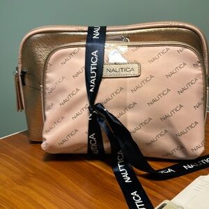 NWT Nautica pink/gold cosmetic cases ~ large & medium